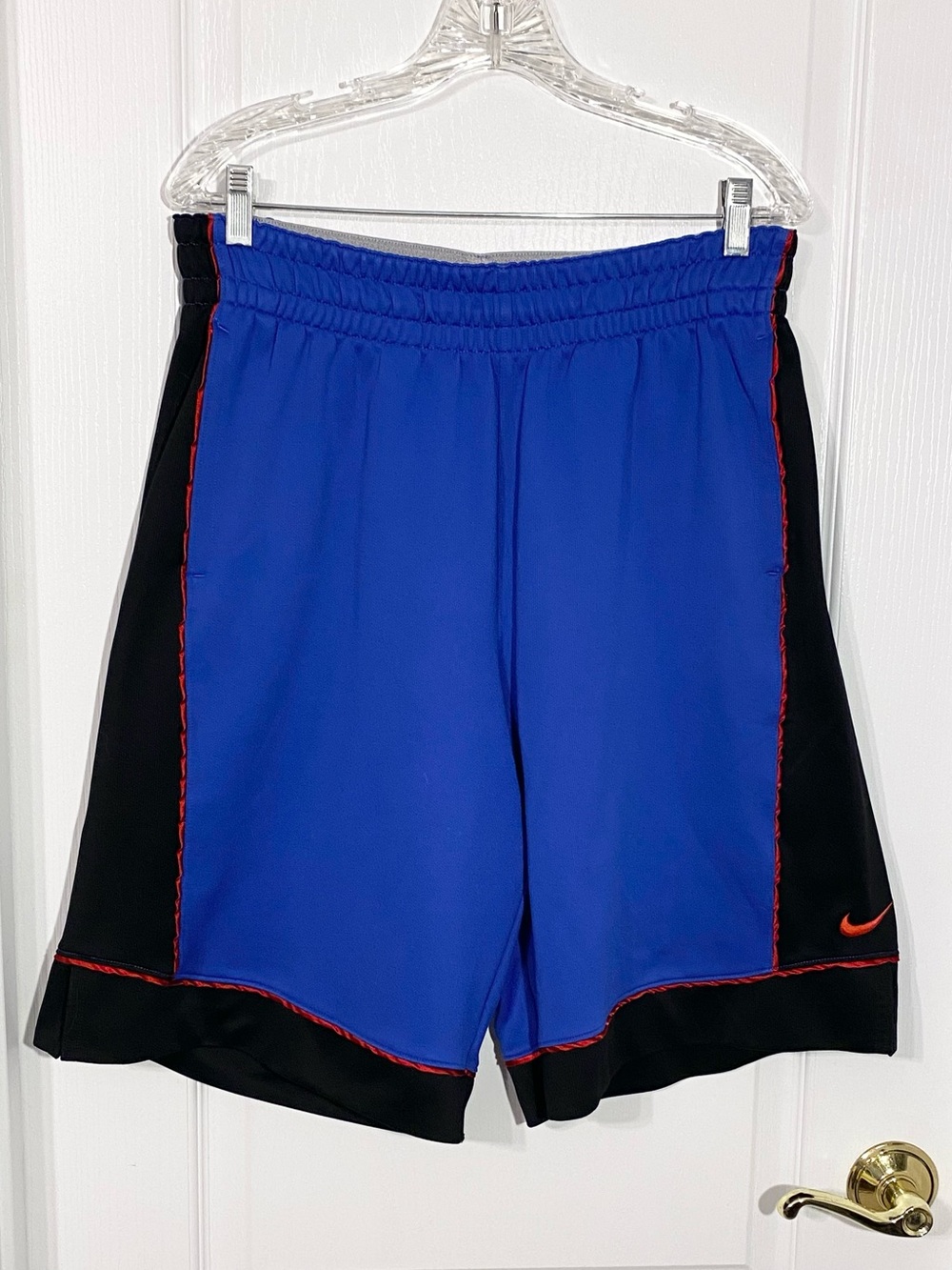 Y2K VTG NIKE Dri Fit Athletic Basketball Shorts Blue Black Red Trim Men's Large